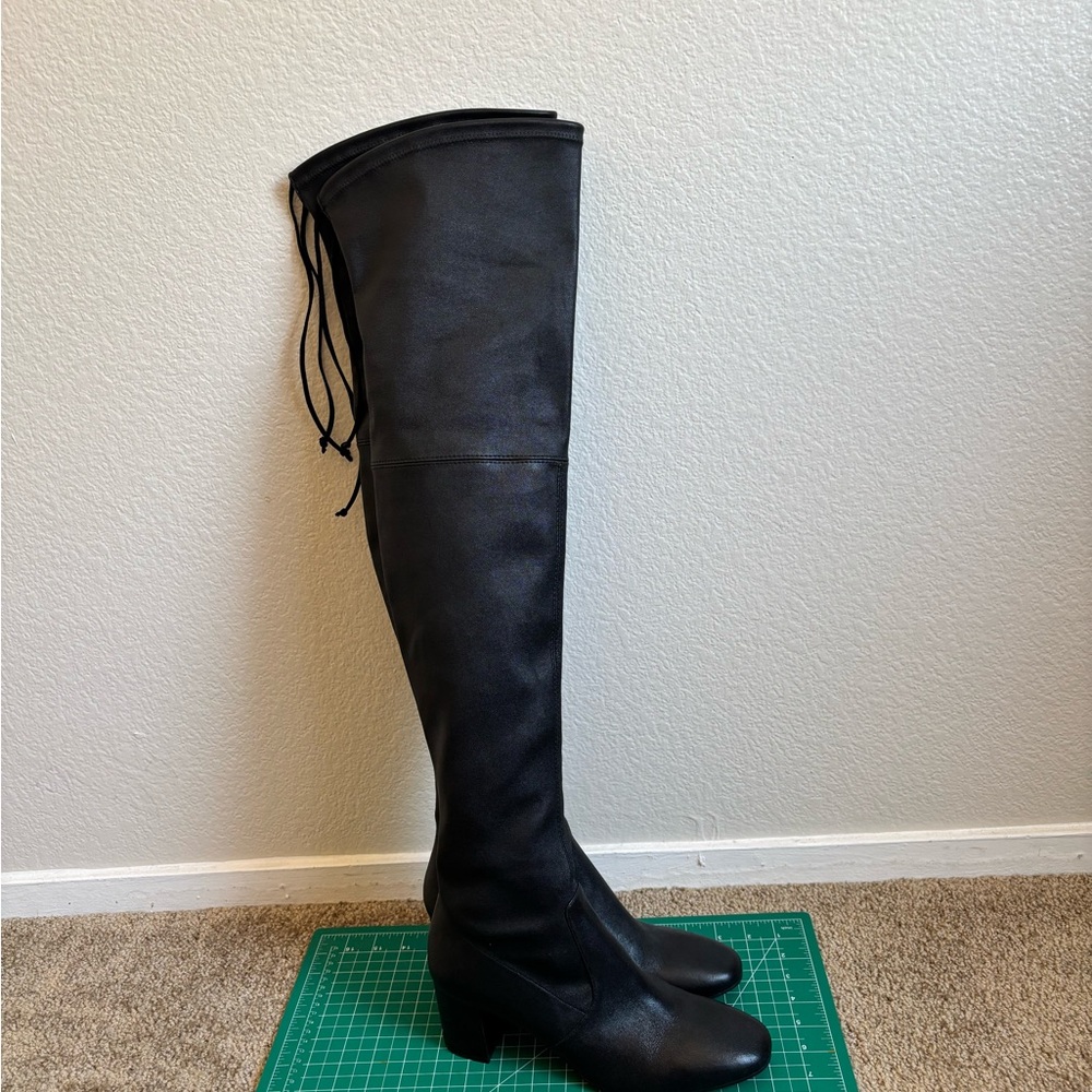 Stuart Weitzman Black Over the Knee Boots with Lace-up Detail